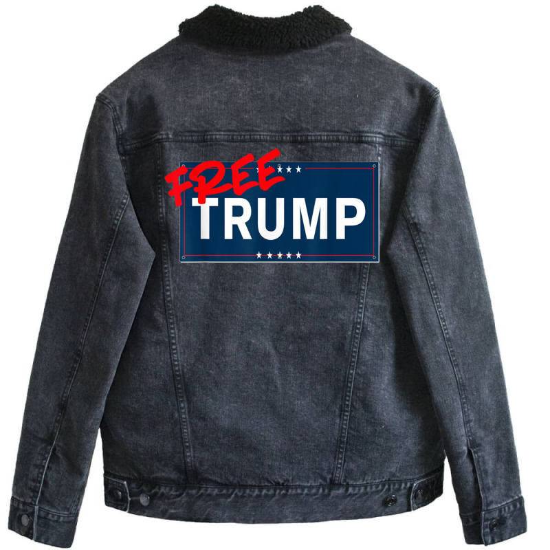 Free Trump Free Donald Trump Republican Support Unisex Sherpa-lined Denim Jacket | Artistshot