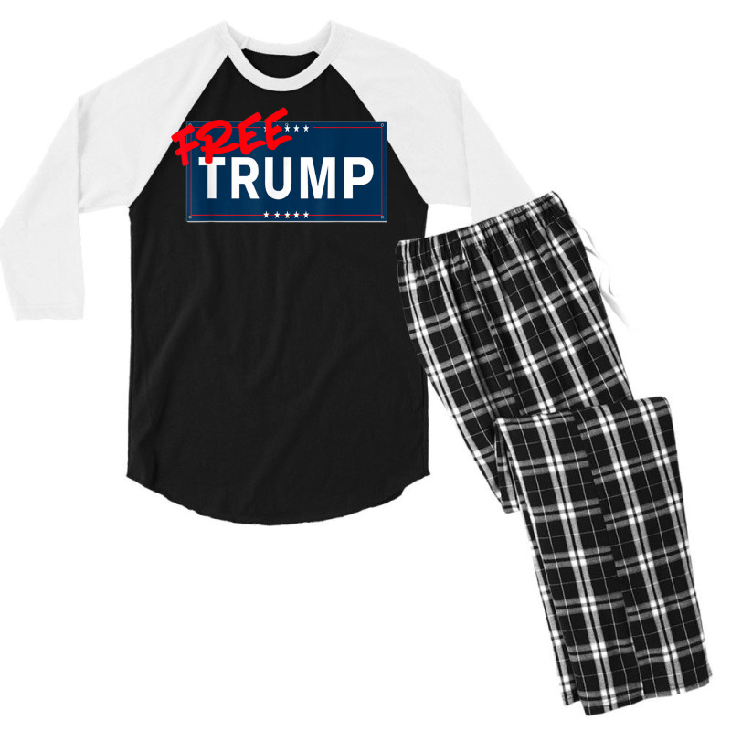 Free Trump Free Donald Trump Republican Support Men's 3/4 Sleeve Pajama Set | Artistshot