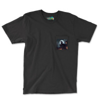 Cat Girl Sitting On A Roof Pocket T-shirt | Artistshot