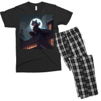 Cat Girl Sitting On A Roof Men's T-shirt Pajama Set | Artistshot