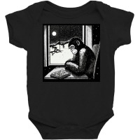 Black And White Gorilla Sitting Sleep Baby Bodysuit | Artistshot