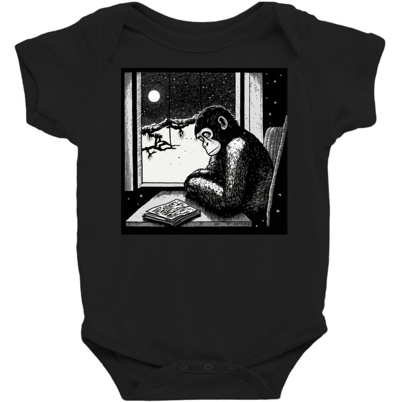 Black And White Gorilla Sitting Sleep Baby Bodysuit by Kailooma | Artistshot