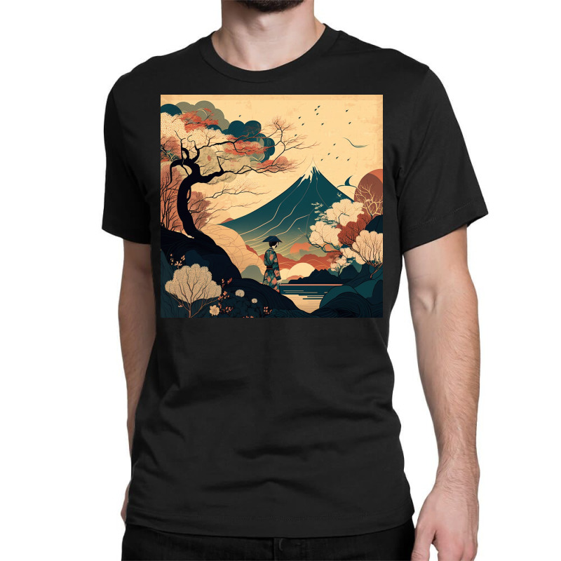 Lonely Farmer Standing Looking At Mountain Classic T-shirt by Kailooma | Artistshot