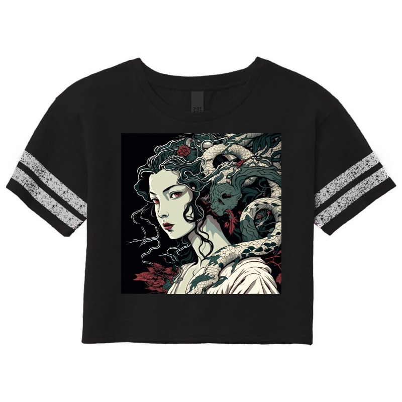 Beauty Girl And Snake Scorecard Crop Tee by Haven Treasures | Artistshot