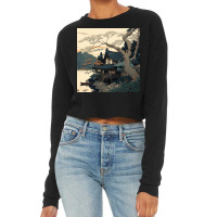 Beautiful House By The River Painting Cropped Sweater | Artistshot