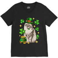 St. Patrick's Day Siberian Cat V-neck Tee | Artistshot