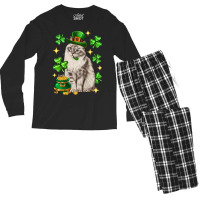 St. Patrick's Day Siberian Cat Men's Long Sleeve Pajama Set | Artistshot