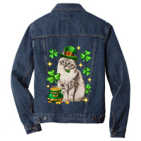 St. Patrick's Day Siberian Cat Men Denim Jacket | Artistshot