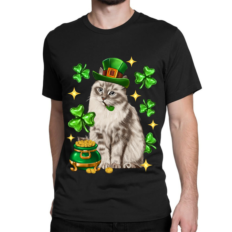 St. Patrick's Day Siberian Cat Classic T-shirt by enoddigitalart@gmail.com | Artistshot