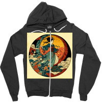 Woman Dancing In Ocean Zipper Hoodie | Artistshot