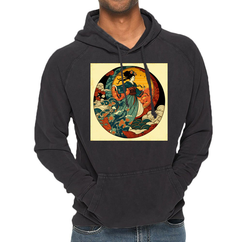 Woman Dancing In Ocean Vintage Hoodie by Creative Corner | Artistshot