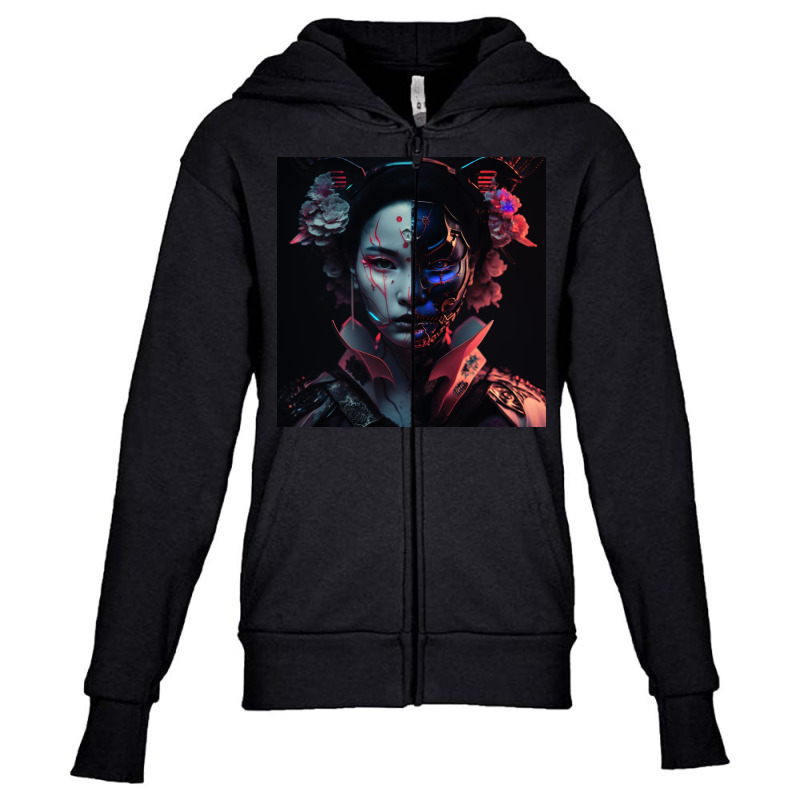 Two Faced Girl Youth Zipper Hoodie by Kailooma | Artistshot