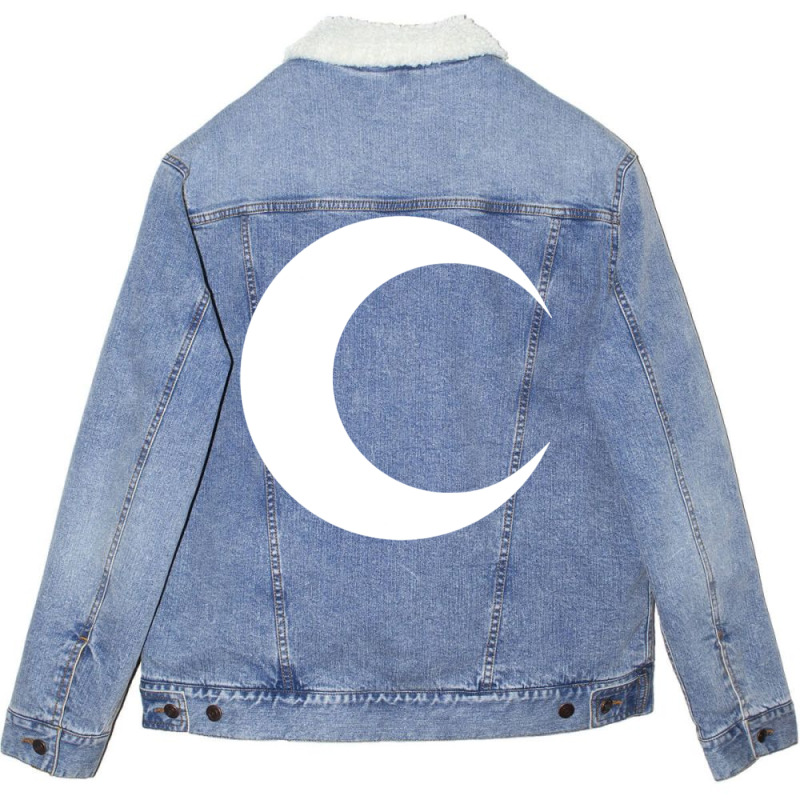 Moon Knight   Classic Symbol   White Clean Unisex Sherpa-lined Denim Jacket | Artistshot