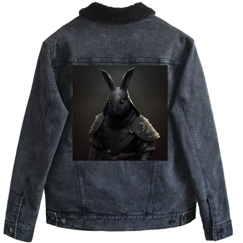 Black Rabbit Looks At Camera Unisex Sherpa-Lined Denim Jacket by Creative Corner | Artistshot