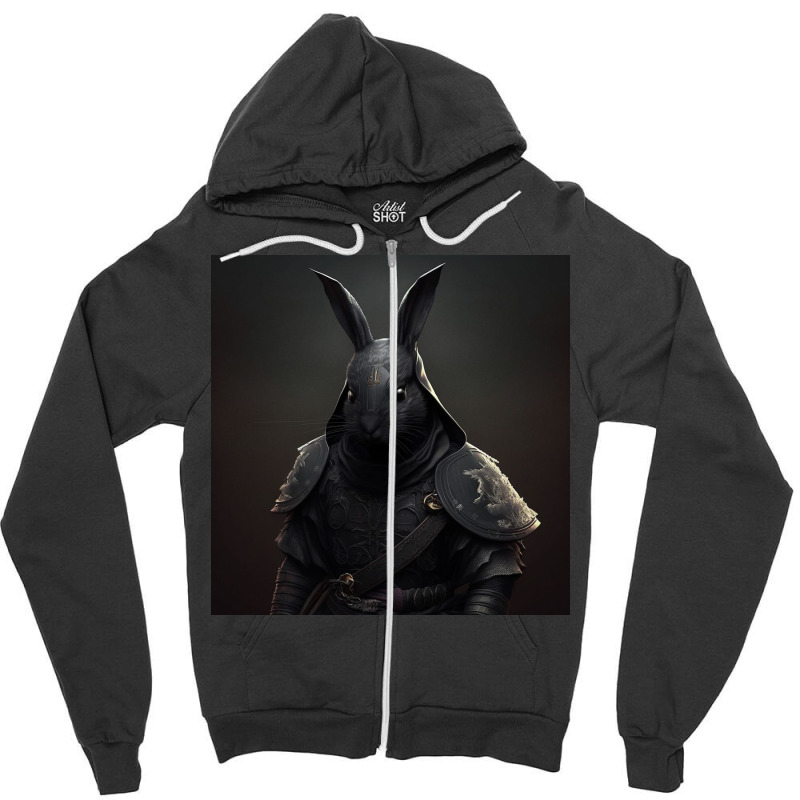 Black Rabbit Looks At Camera Zipper Hoodie by Creative Corner | Artistshot