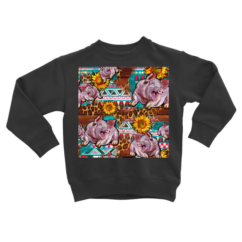 Western Landrace Pig With Sunflowers Seamless Toddler Sweatshirt by FaDigitalArtStudio | Artistshot