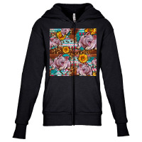 Western Landrace Pig With Sunflowers Seamless Youth Zipper Hoodie | Artistshot