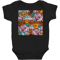 Western Landrace Pig With Sunflowers Seamless Baby Bodysuit | Artistshot