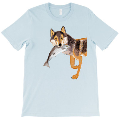 Totem Coastal Wolf T-shirt Designed By Belette Le Pink