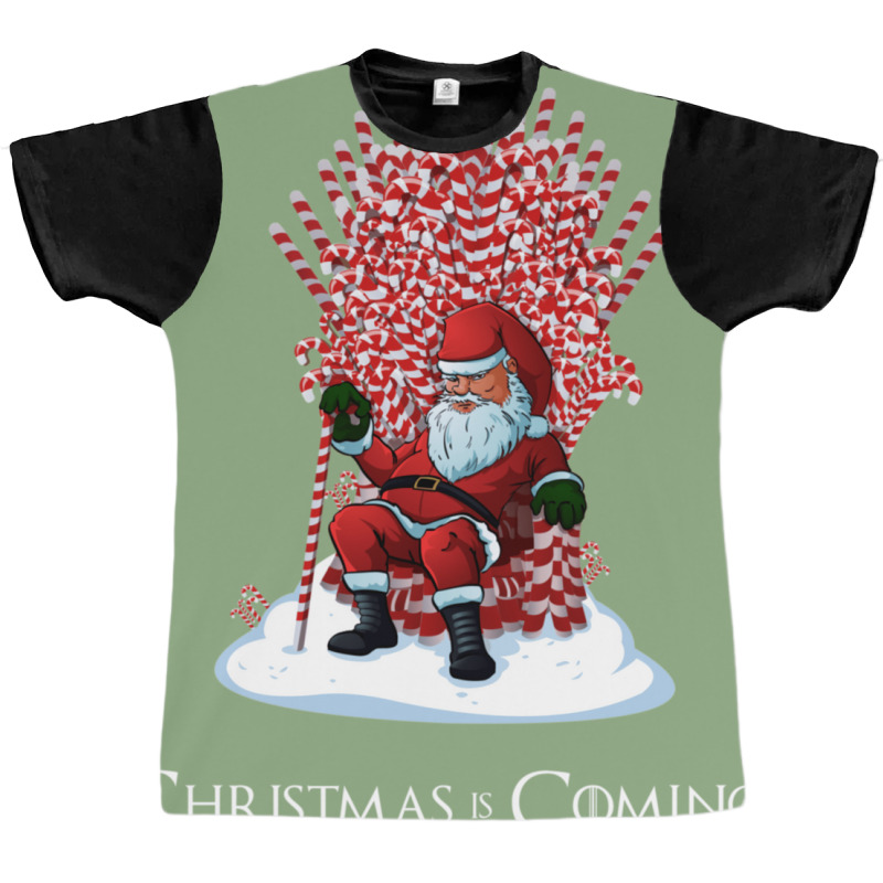 Christmas Is Coming Santa Candy Cane Throne 63 Graphic T-shirt | Artistshot