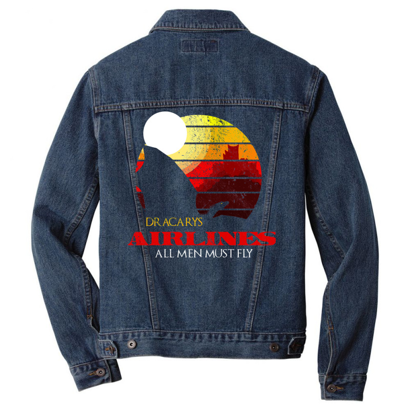 Dracarys Airlines   All Men Must Fly Distressed Men Denim Jacket | Artistshot