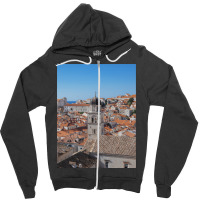 Dubrovnik Old Town Sky Line With Bell Tower Zipper Hoodie | Artistshot