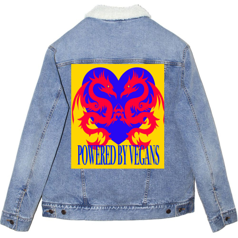 Dragons Powered By Vegans Yellow Unisex Sherpa-lined Denim Jacket | Artistshot