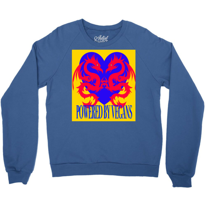 Dragons Powered By Vegans Yellow Crewneck Sweatshirt | Artistshot