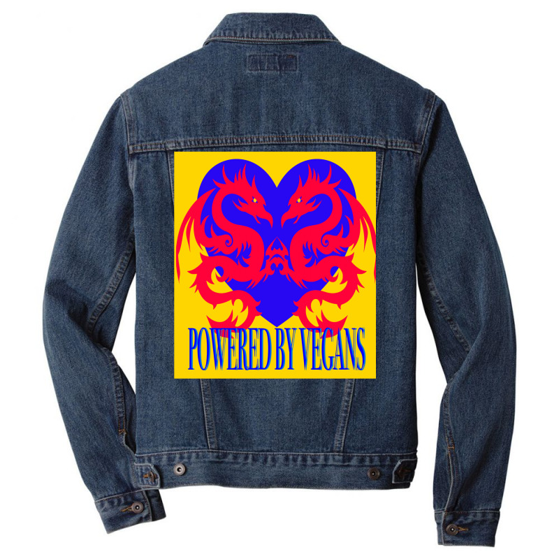 Dragons Powered By Vegans Yellow Men Denim Jacket | Artistshot