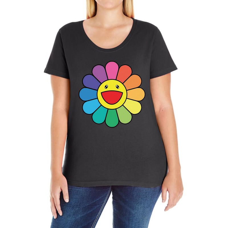 Happy Flower Takashi Murakami Ladies Curvy T-shirt. By Artistshot