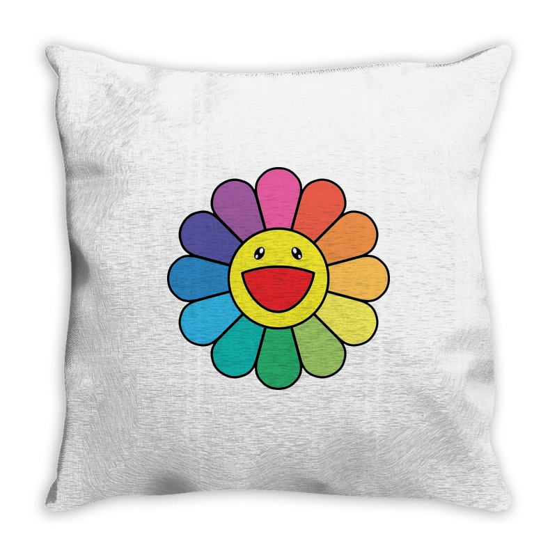 Custom Happy Flower Takashi Murakami Throw Pillow By Lifestyle - Artistshot