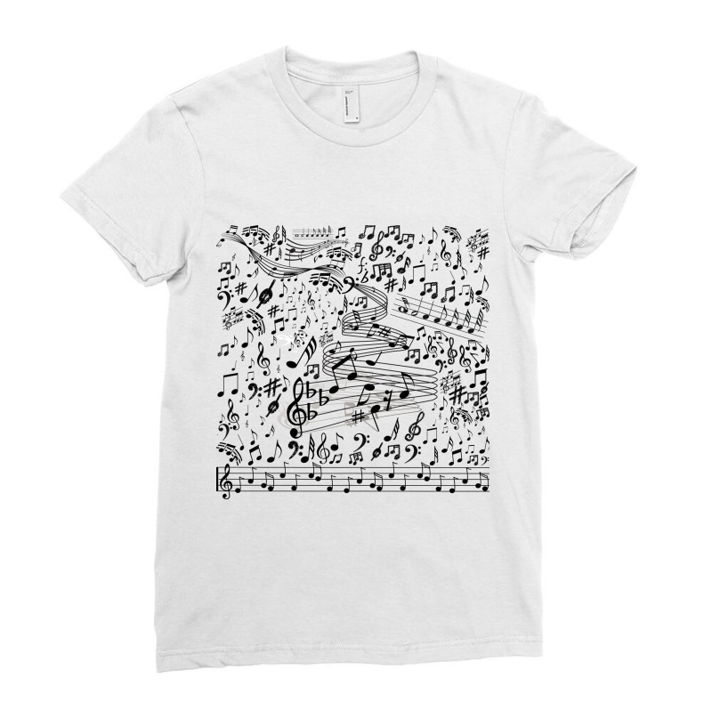 Music Notes Doodle Ladies Fitted T-Shirt by Backstabbed | Artistshot