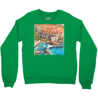 Dubrovnik Croatia   Ink And Watercolor Illustratio Crewneck Sweatshirt | Artistshot