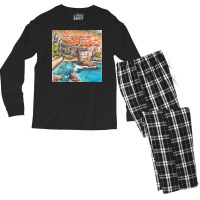 Dubrovnik Croatia   Ink And Watercolor Illustratio Men's Long Sleeve Pajama Set | Artistshot