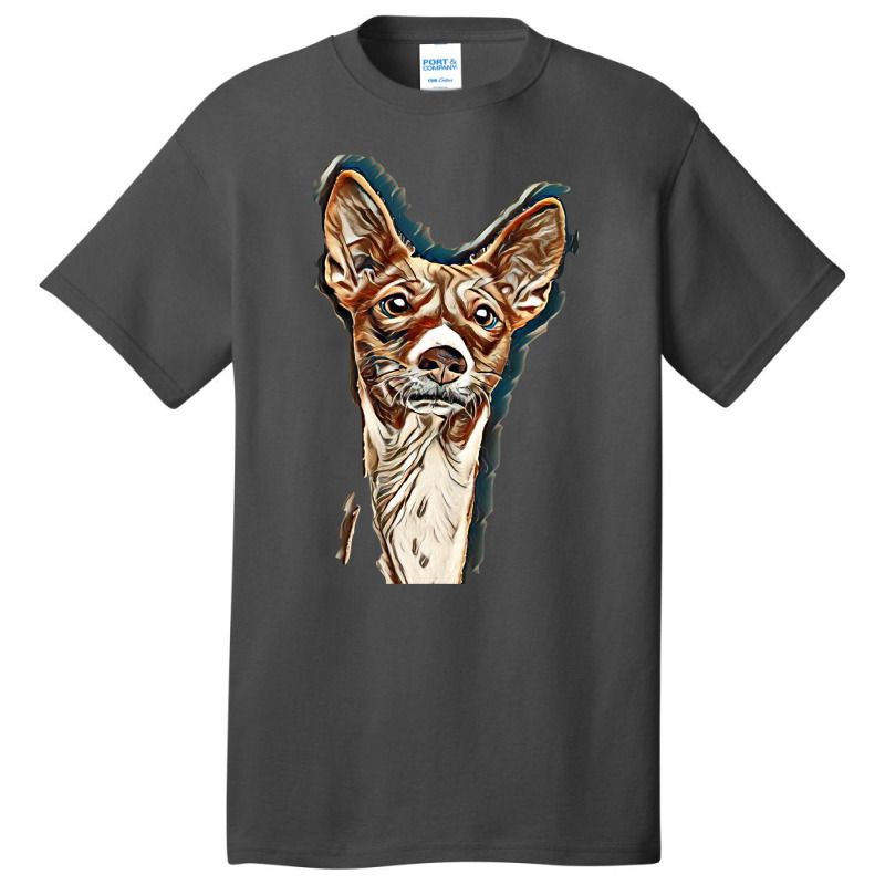 Dog Basenji Ears Face Basic T-shirt by Kemnabi | Artistshot