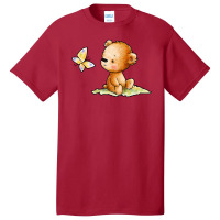 Drawing Of Cute Teddy Bear With Butterfly Basic T-shirt | Artistshot