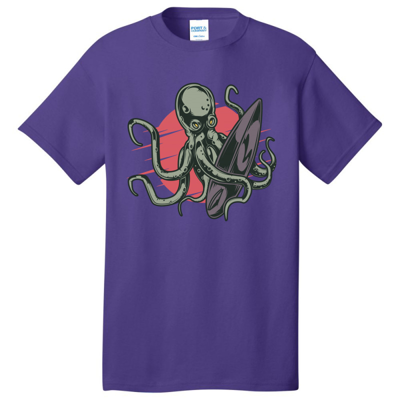 Surfing Octopus Basic T-shirt | Artistshot