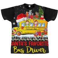 Santas Favorite School Bus Driver Christmas Lights Graphic T-shirt | Artistshot