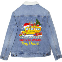 Santas Favorite School Bus Driver Christmas Lights Unisex Sherpa-lined Denim Jacket | Artistshot