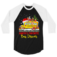 Santas Favorite School Bus Driver Christmas Lights 3/4 Sleeve Shirt | Artistshot