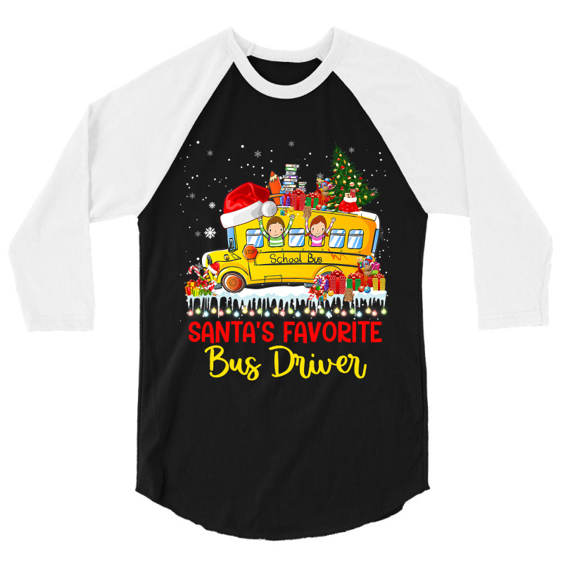 Santas Favorite School Bus Driver Christmas Lights 3/4 Sleeve Shirt by SweetCurl | Artistshot