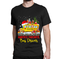 Santas Favorite School Bus Driver Christmas Lights Classic T-shirt | Artistshot