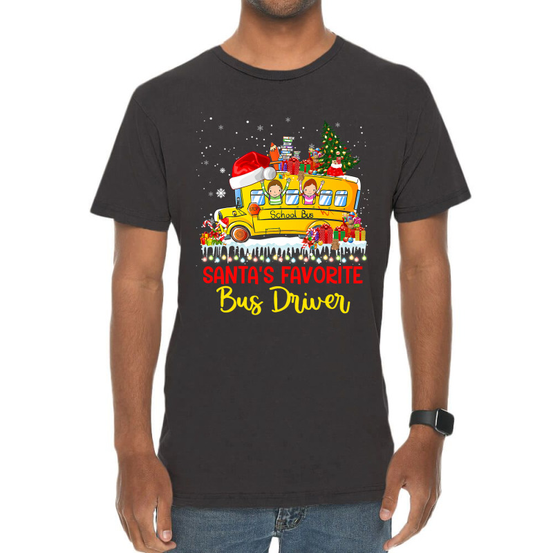 Santas Favorite School Bus Driver Christmas Lights Vintage T-Shirt by SweetCurl | Artistshot