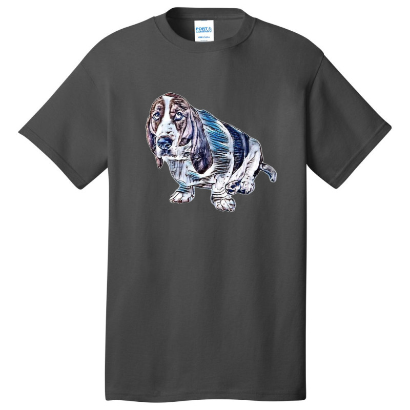 Basset Hound Dog Looking Up W Basic T-shirt | Artistshot