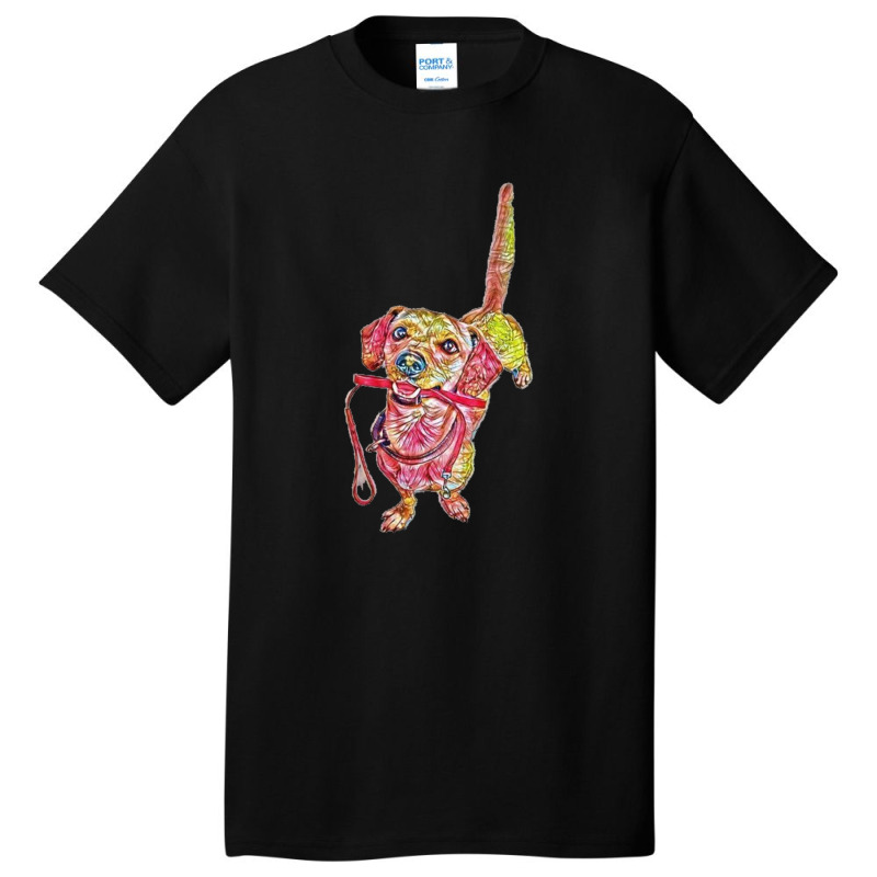 Happy Dog Wagging Tail With L Basic T-shirt | Artistshot