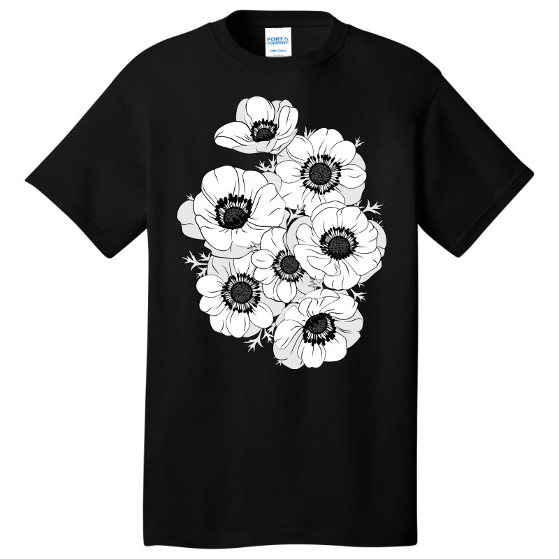 White Anemones Basic T-shirt by lents | Artistshot