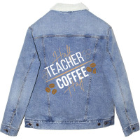 Half Coffee Half Teacher Unisex Sherpa-lined Denim Jacket | Artistshot