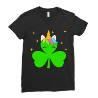 St Patrick Day Shamrock Unicorn Face Funny Costume Ladies Fitted T-shirt | Artistshot