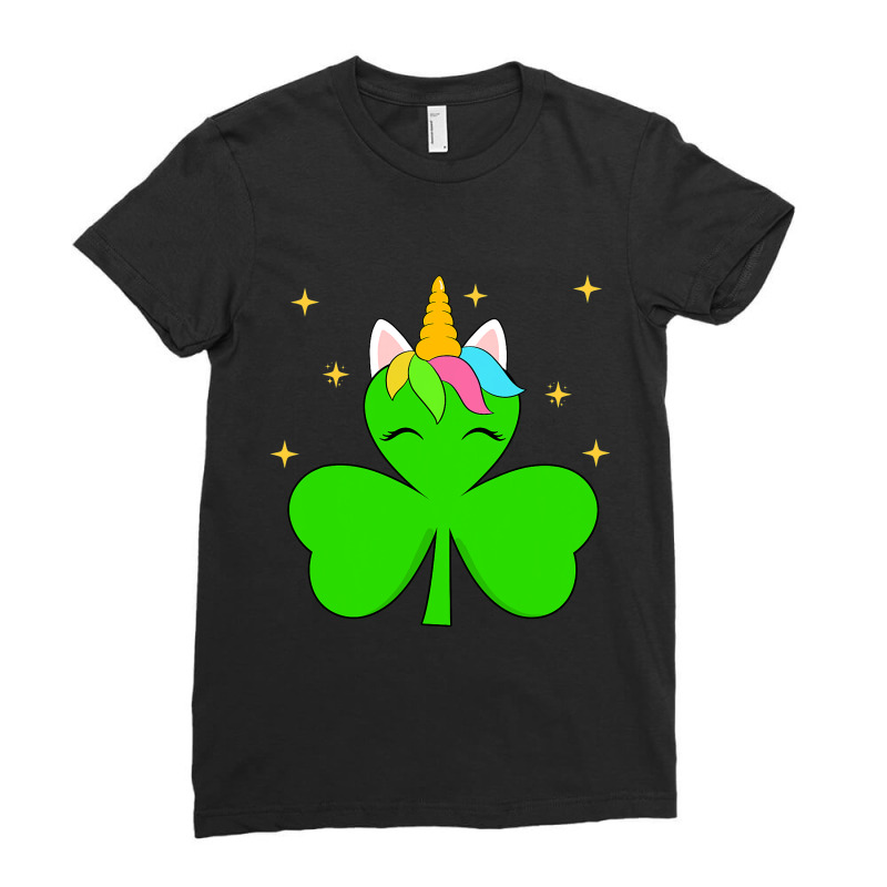 St Patrick Day Shamrock Unicorn Face Funny Costume Ladies Fitted T-Shirt by BreydenKhoury | Artistshot