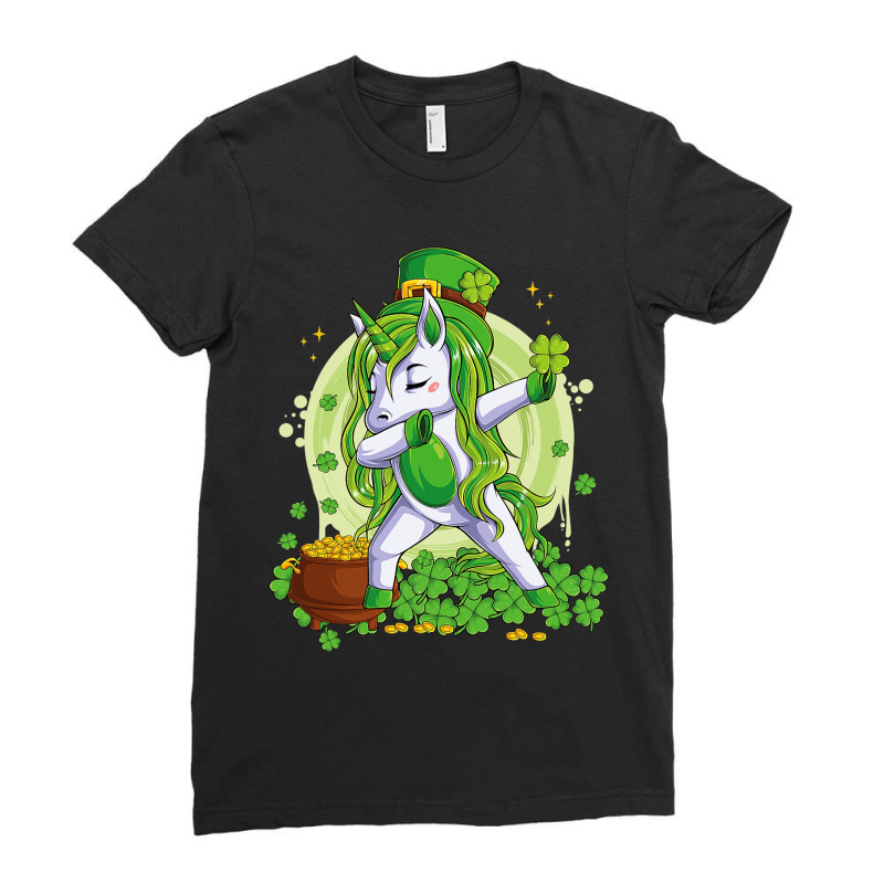 St Patricks Dabbing Unicorn Kids Leprechaun Lepric Ladies Fitted T-Shirt by JanisLeftwich | Artistshot